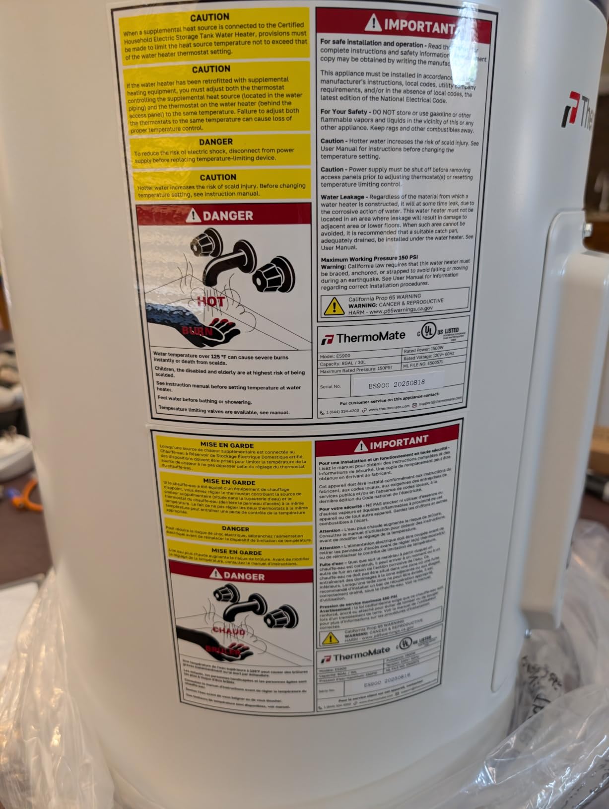 ThermoMate Tank Water Heater Electric, 18 Gallon Small Point of Use Residential Hot Water Heater for Washing & Shower, 120Volt 1500W Compact, Adjustable Thermostat, UL Listed customer photo 1