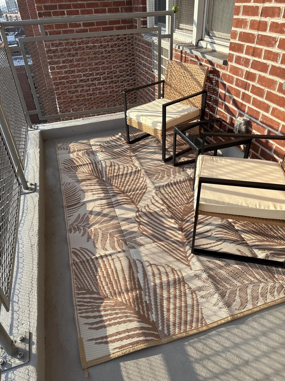 Pauwer Waterproof Outdoor Rug 9x12, Plastic Straw Patio Rug, Leaf Brown customer photo 2
