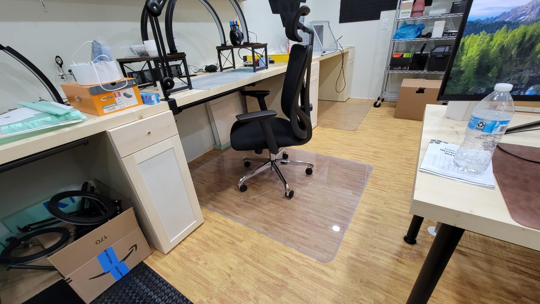 Marvelux Large Extra Thick Heavy Duty Polycarbonate Office Chair Mat & Floor Protector for Plush, High Pile & All Carpeted Floors & Hardwood Flooring, Clear Rectangular Chairmat 46