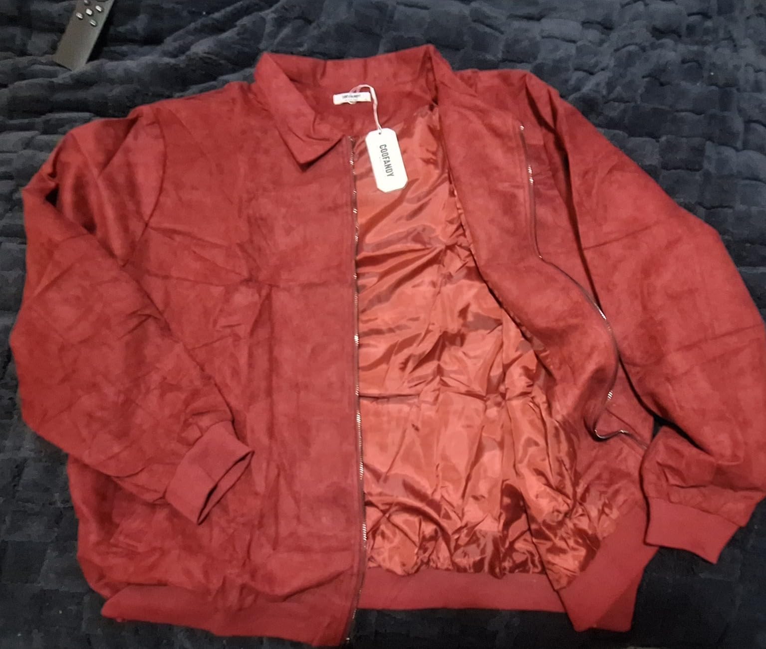 COOFANDY Mens Suede Jacket Casual Stylish Leather Bomber Jacket Lightweight customer photo 2