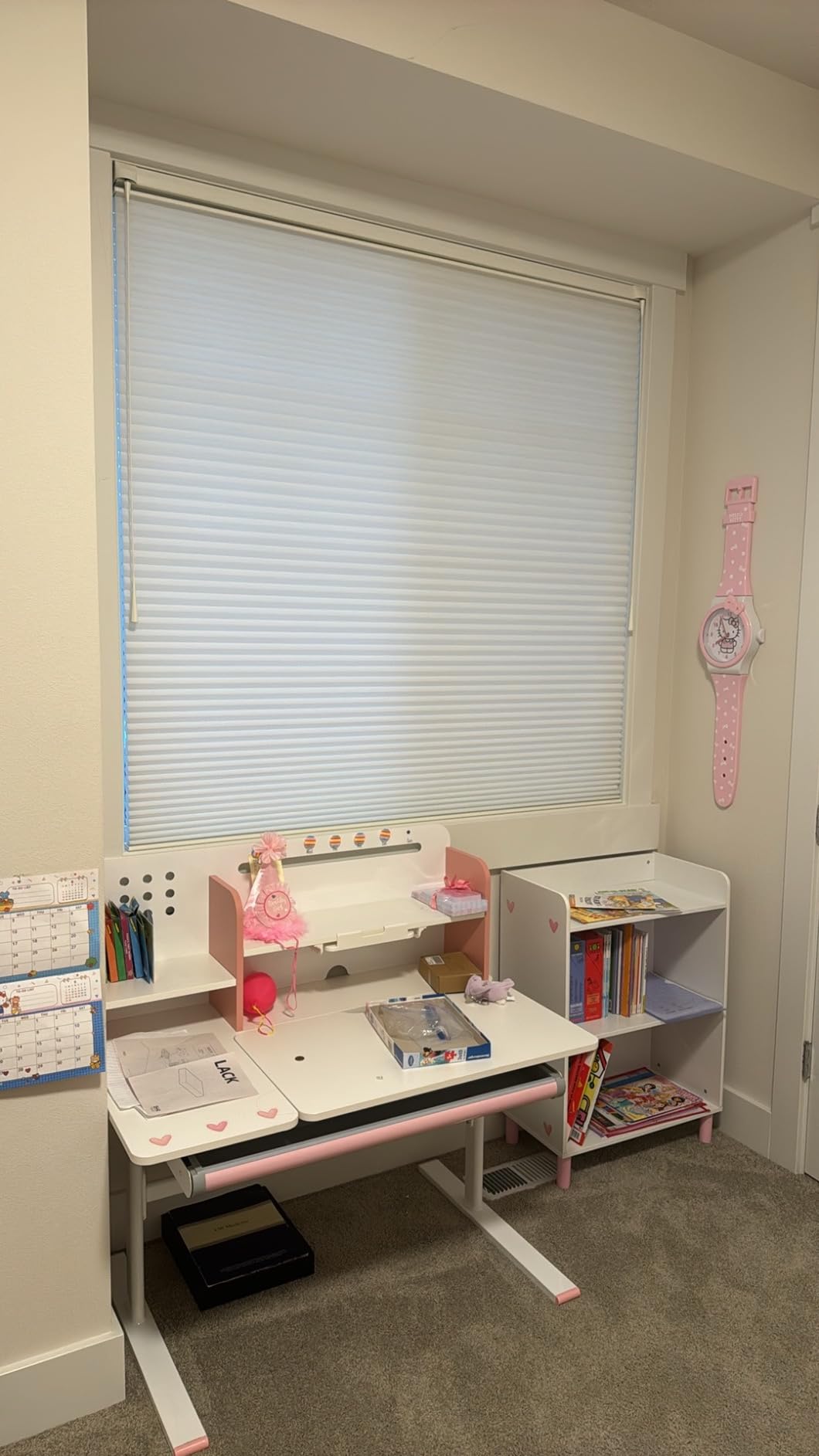39in Wide Adjustable Height Kids Desk with Tilting Desktop, Bookshelf Hutch customer photo 2