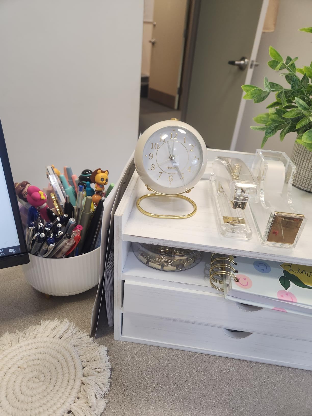 Gawsey Pink Desk Organizers and Accessories with Desk Organizer 360° Rotating Pen Holder and Office Supplies, Cute Stationery Supplies Set customer photo 2