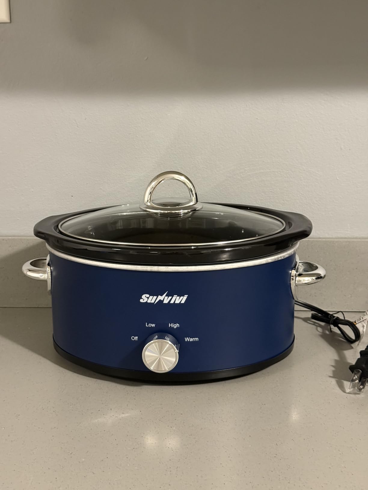 Sunvivi 4QT Slow Cooker, Programmable Pot with Locking Lid, Removable Ceramic Pot, 3 Heating Settings & Time Control,Dishwasher-safe Lid, Grey customer photo 1