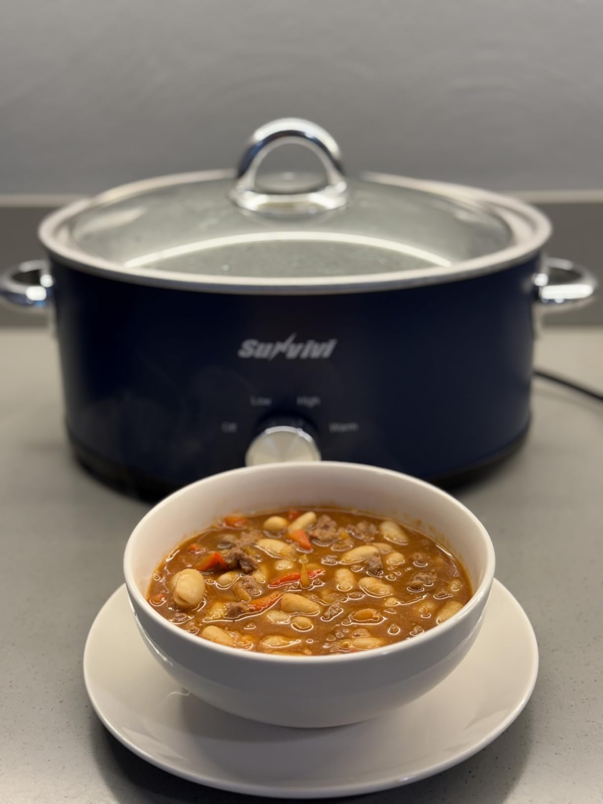 Sunvivi 4QT Slow Cooker, Programmable Pot with Locking Lid, Removable Ceramic Pot, 3 Heating Settings & Time Control,Dishwasher-safe Lid, Grey customer photo 2