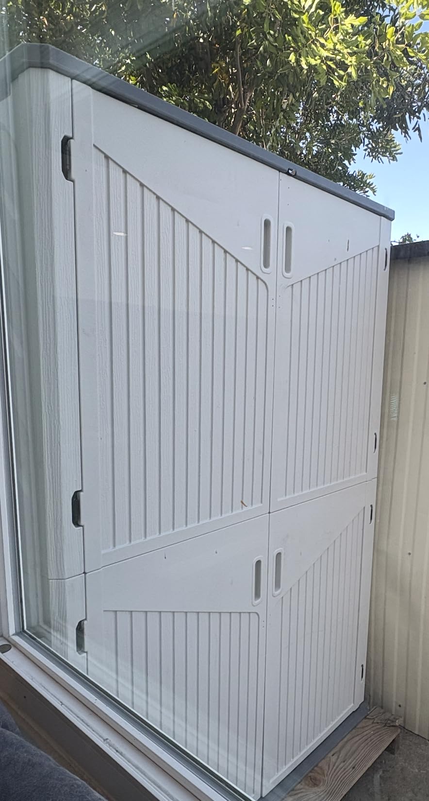 Aoxun Outdoor Storage Cabinet 35 Cu.Ft Outdoor Trash Can Storage Shed,White customer photo 1