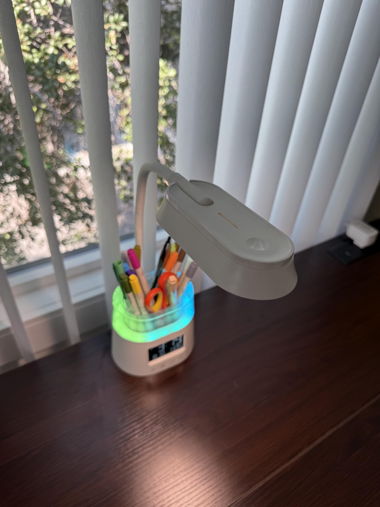 WILIT LED Desk Lamp, Dimmable Study Lamp for Home Office Accessories, Black | Table Lamp with Pen Holder & Clock, USB Charging Port, RGB Night Light, Bedroom & College Dorm Room Essentials for Boys Girls customer photo 1