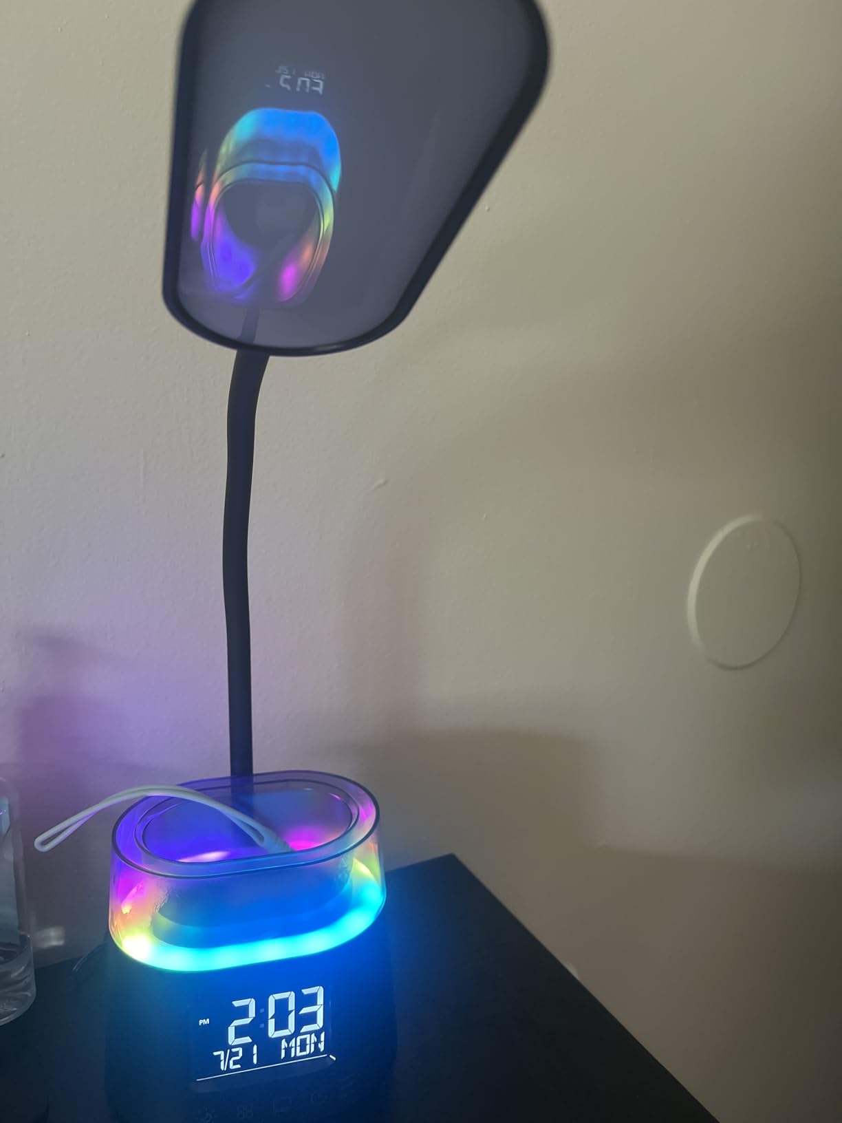 WILIT LED Desk Lamp, Dimmable Study Lamp for Home Office Accessories, Black | Table Lamp with Pen Holder & Clock, USB Charging Port, RGB Night Light, Bedroom & College Dorm Room Essentials for Boys Girls customer photo 2