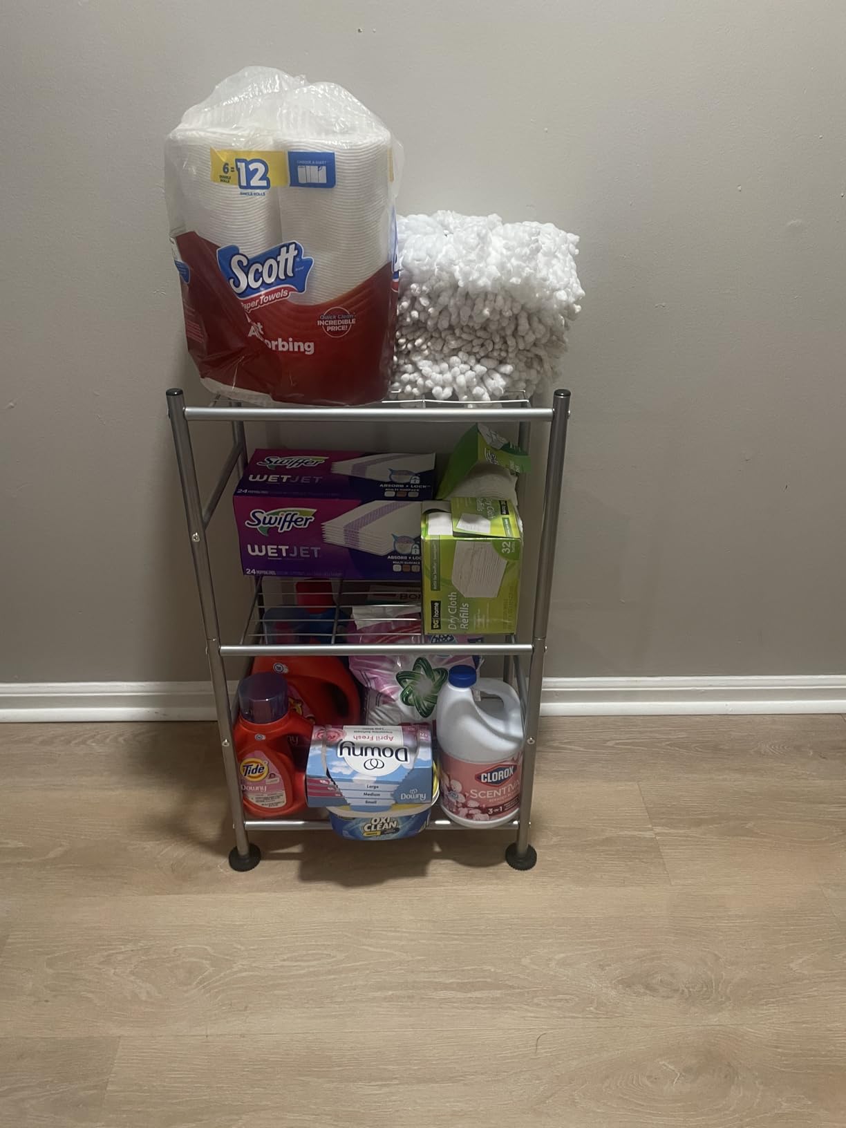 Sakugi 3-Tier Metal Storage Shelves Adjustable Feet, 18
