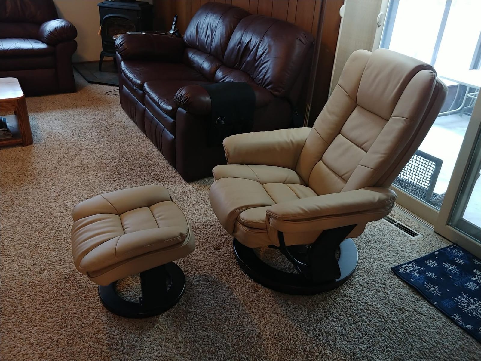 Swivel Recliner Chair with Ottoman Reclining Lounge Sofa Footrest, Set of 1 | 360° Sturdy Wood Base, Soft Faux Leather, Upholstered Ultra-Plush Foam, Modern Armchair, Living Room Bedroom Office Reading customer photo 2