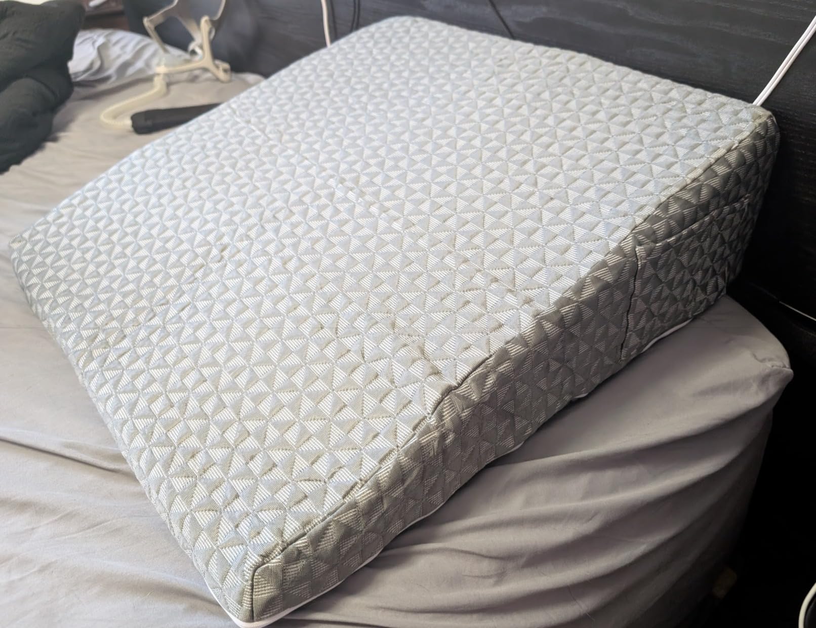 Wedge Pillow for Sleeping, 7.5 inch Memory Foam Bed Wedge Pillow | Provides Back, Neck and Leg Support with Elevated Sleep Position to Ease Pain & Pressure for Better Sleep and Snoring Relief customer photo 1
