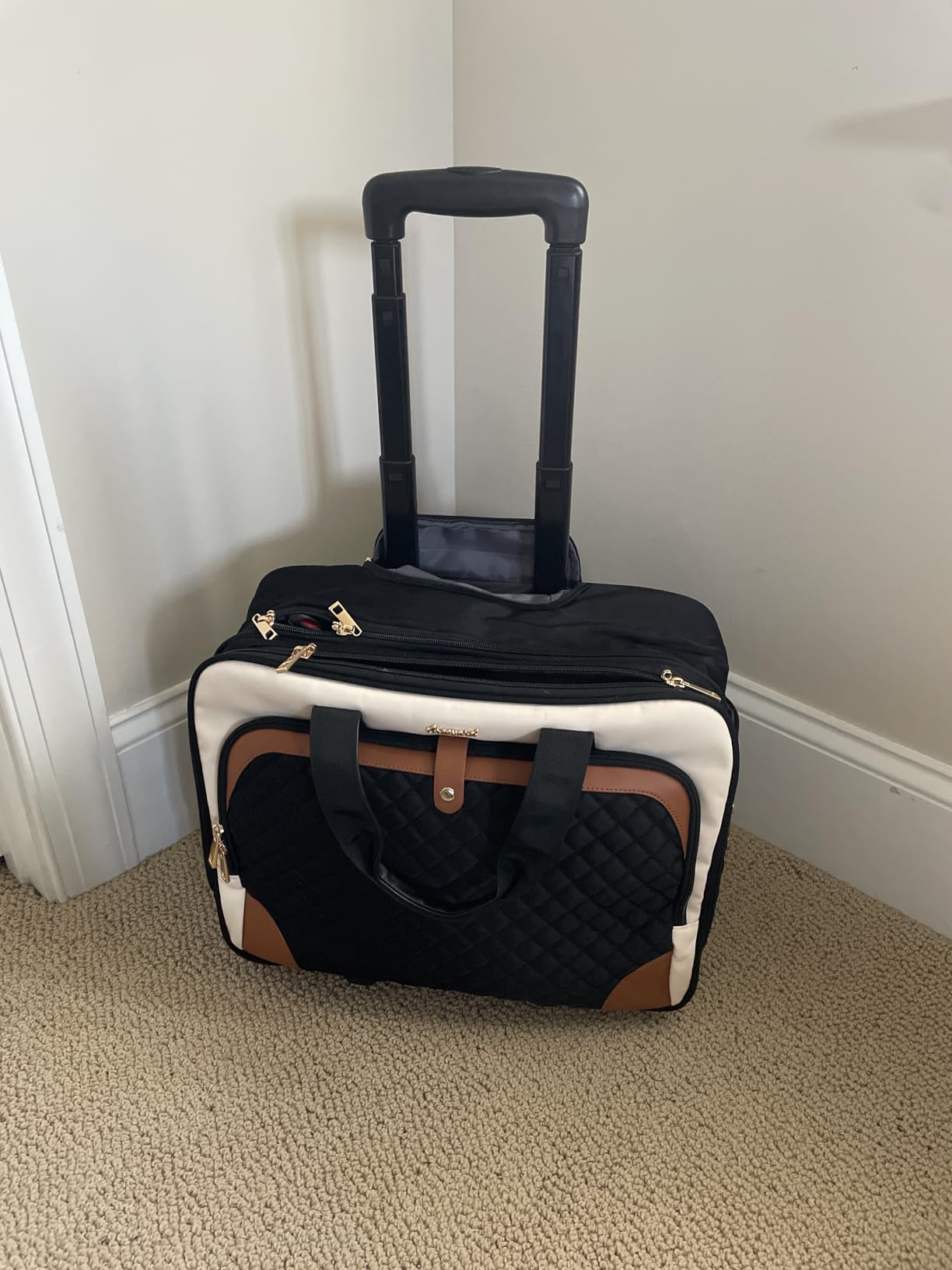 Arcoyard Rolling Laptop Bag, Rolling Briefcase for Women with Waterproof Pocket, 17 Inch Computer Bag, Underseat Carry On Luggage with Wheels for Work Travel Business, Lightweight Beige Brown customer photo 2