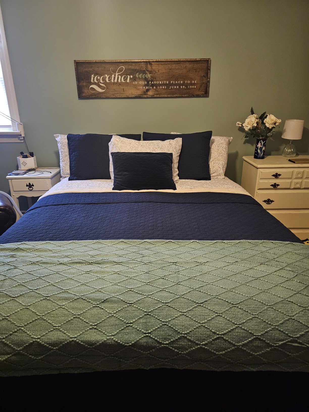 palassio White 100% Cotton Quilt Queen Size Bedding Sets with 2 Pillow Shams, Textured Lightweight Soft Bedspread Shabby Chic Coverlet, Quilted Comforter Bed Cover for All Season, 3 Pieces customer photo 1