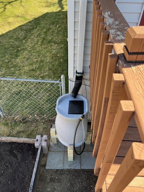 FCMP Outdoor Catalina 45 Gallon Rain Barrel, Black | BPA-Free Flat-Back Design with 3.5 Foot Garden Hose, Shut-Off Thumb Valve, and Fixed Lid customer photo 2