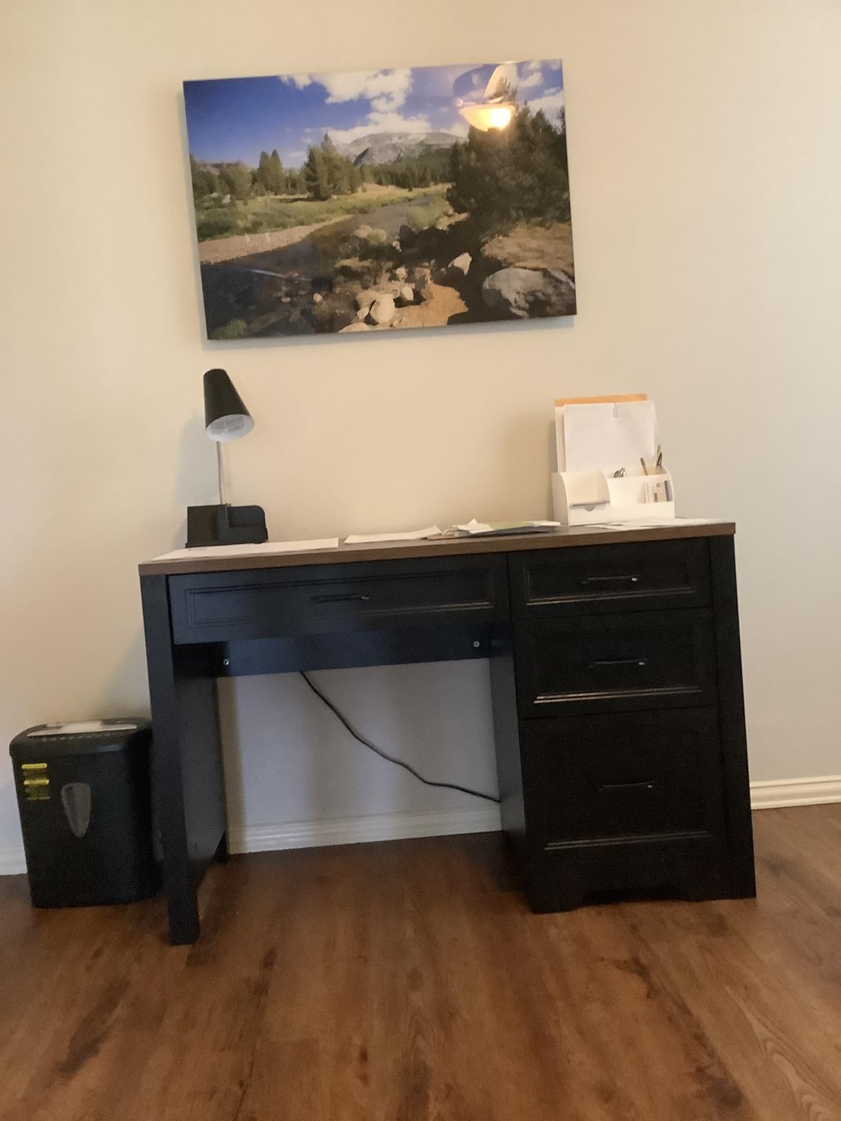 Vabches Farmhouse Executive Desk with Storage and Ample File Drawer, Rustic Large Home Writing Desk for Bedroom, White customer photo 1