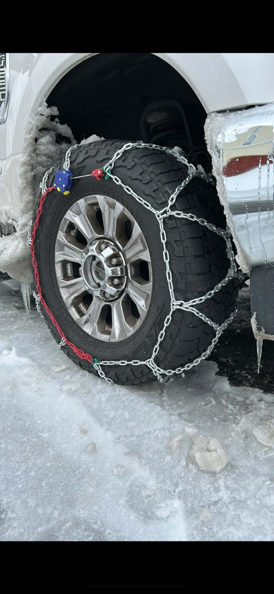 DEDC Auto Lock Snow Tires Chains 4.5mm Heavy-Duty Mn Steel Fits 275 285 295 customer photo 2