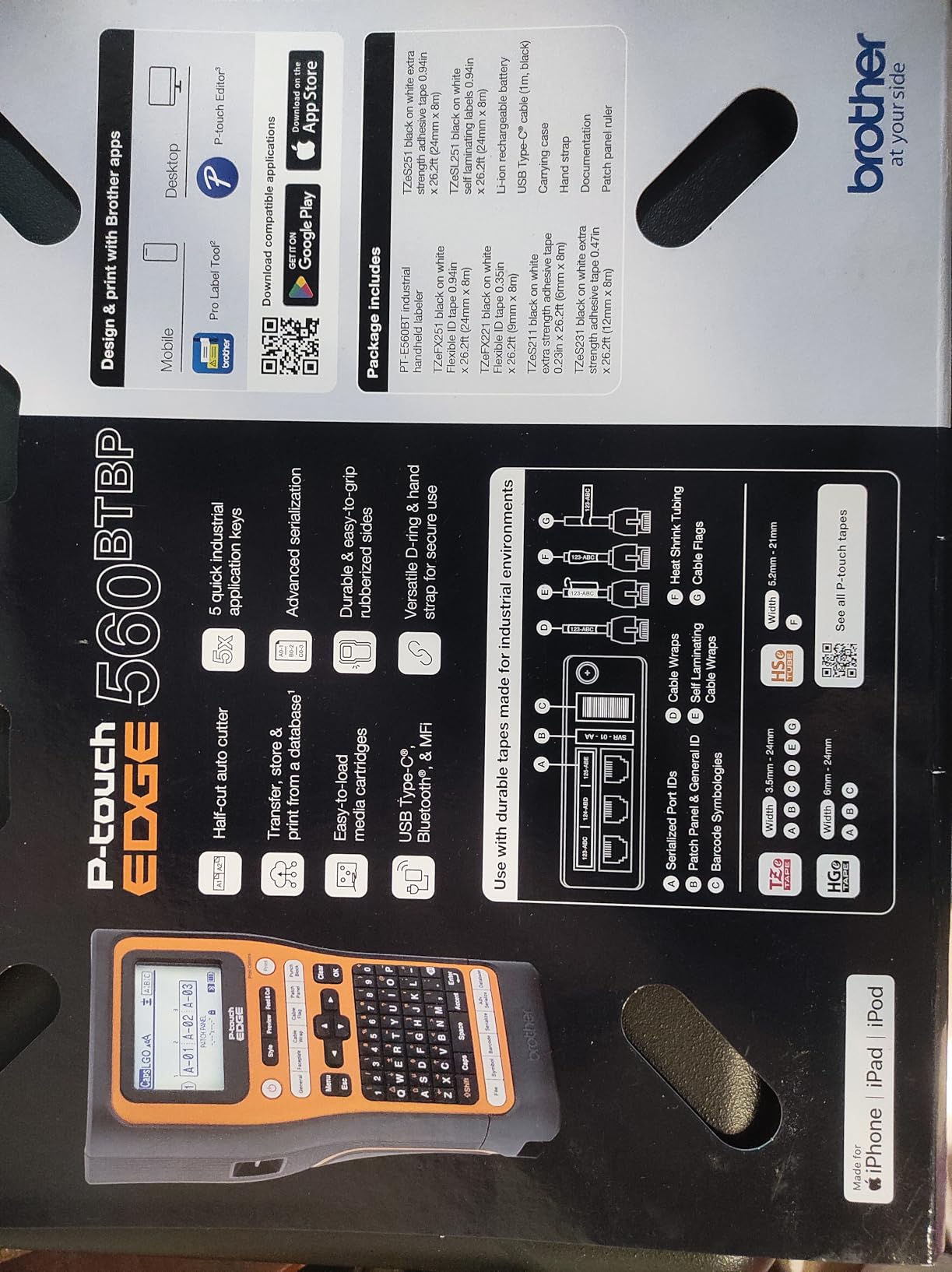 Brother PT-E560BTBP Industrial Label Printer Kit | Bluetooth industrial label printer kit with tapes and dual cutter for professional installations customer photo 1
