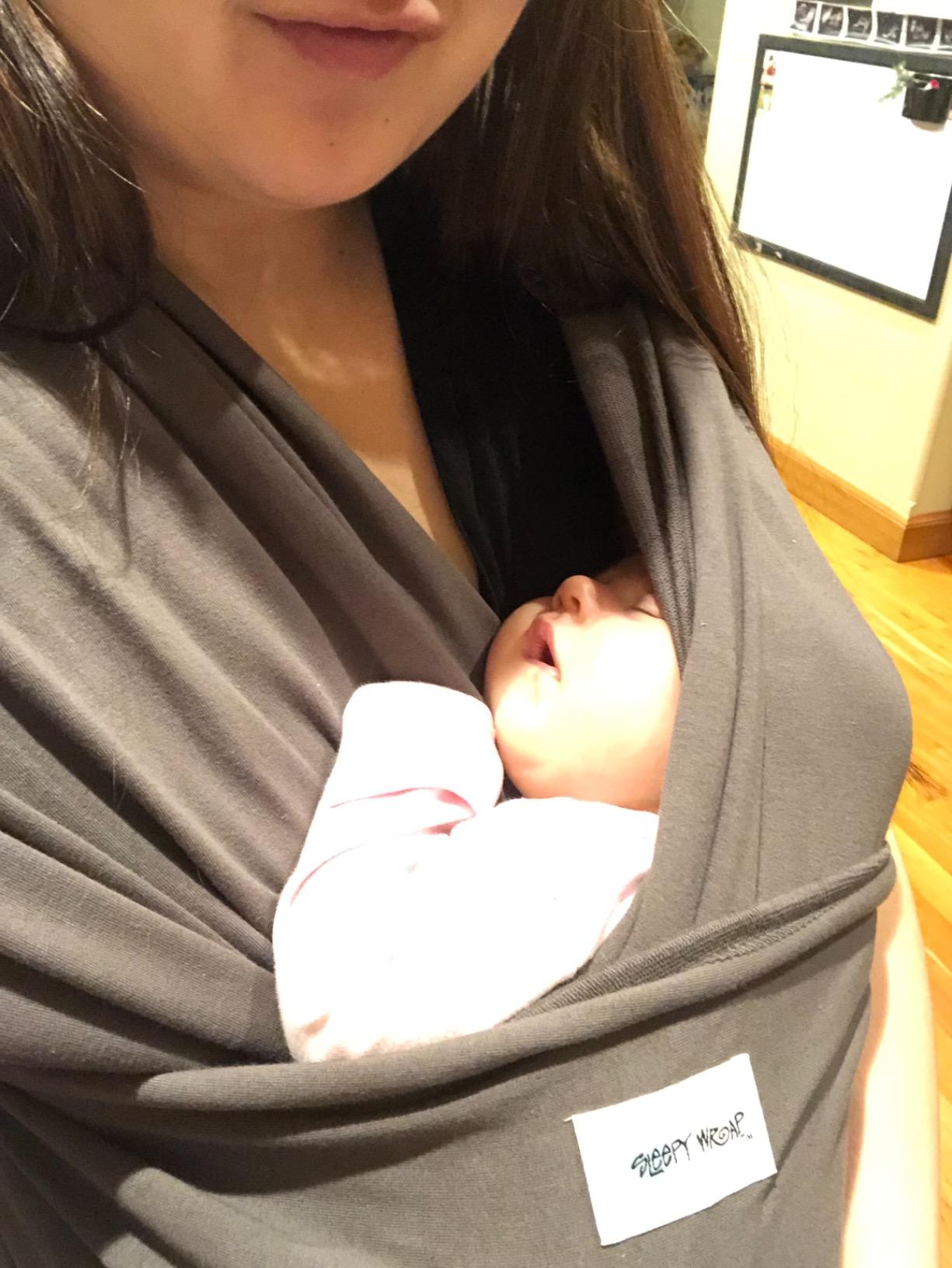 Sleepy Wrap Baby Carrier Wrap for Infants 7-35lbs, Lightweight, Dark Gray customer photo 1