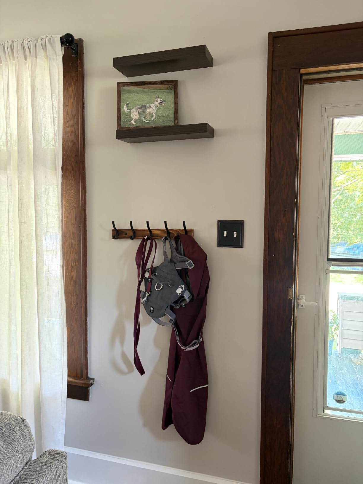 Optish Coat Rack Wall Mount, 16.5 Inches Wood Coat Hooks, Wall Hooks for Hanging, Hat Rack Bag Hanger Key Holder for Wall, Purse Hanger Towel Racks for Bathroom (1Pack, Brown) customer photo 1