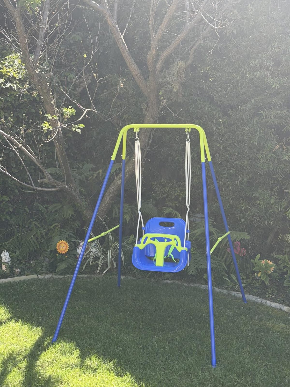 FUNLIO 3‑in‑1 Toddler Swing Set, Foldable Metal Stand with 4 Sandbags,Green customer photo 1