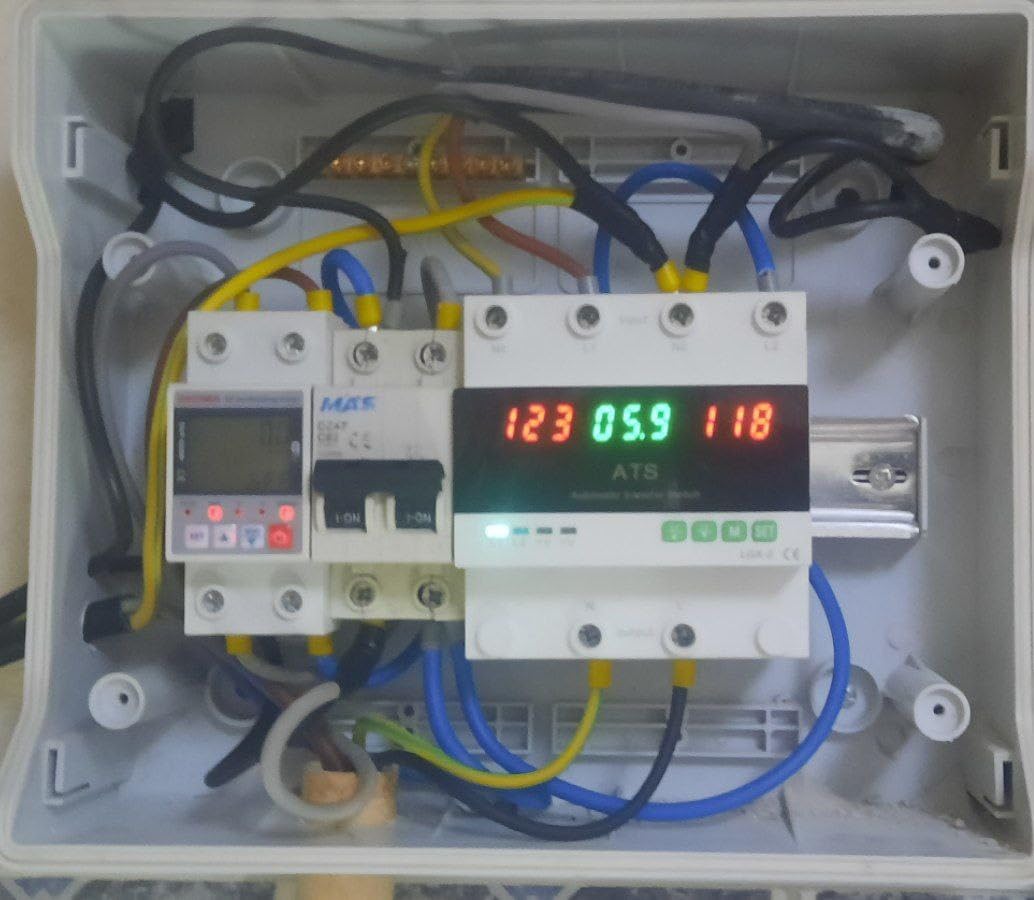 63A 110V Automatic/Manual Transfer Switch, DIN Rail Mount 110V for Generator Backup Power & Gas Furnace, 50/60Hz, LED Display, CE Certified customer photo 2