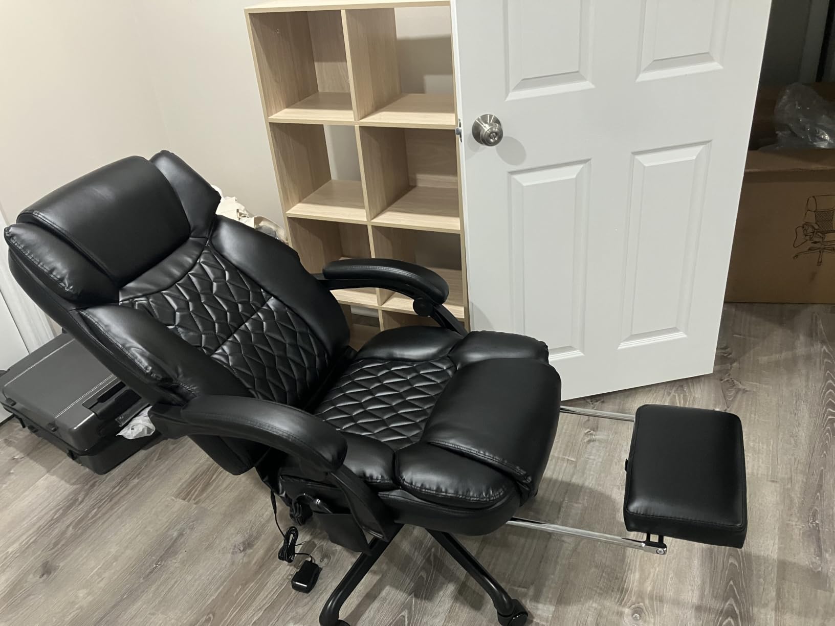 Massage Office Chair with Foot Rest 6 Points Vibration and Heat Home Office Desk Chairs for Heavy People 400lbs Reclining Managerial Chairs Ergonomic Executive Chair (Grey) customer photo 2