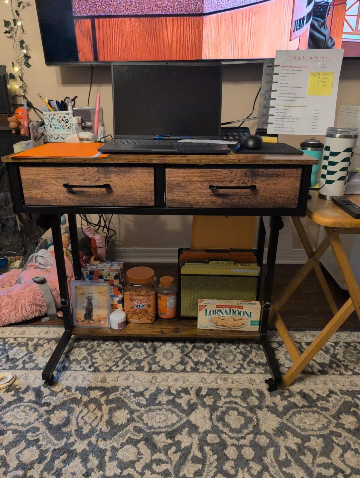WINAZ Small Rolling Desk with Drawers & Storage - 32 Inch Adjustable Height Standing Desk on Wheels for Teachers, Students, Portable Mobile Workstation for Home Office, Small Spaces, Sewing & Crafts customer photo 1