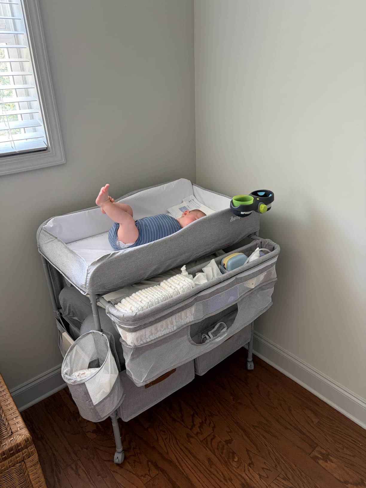Baby Changing Table, Versatile Portable Folding Changing Table, Waterproof Diaper Changing Station with Waste Basket, Adjustable Height with 2 Drawers, Baby Changing Station for Infant and Newborn customer photo 1