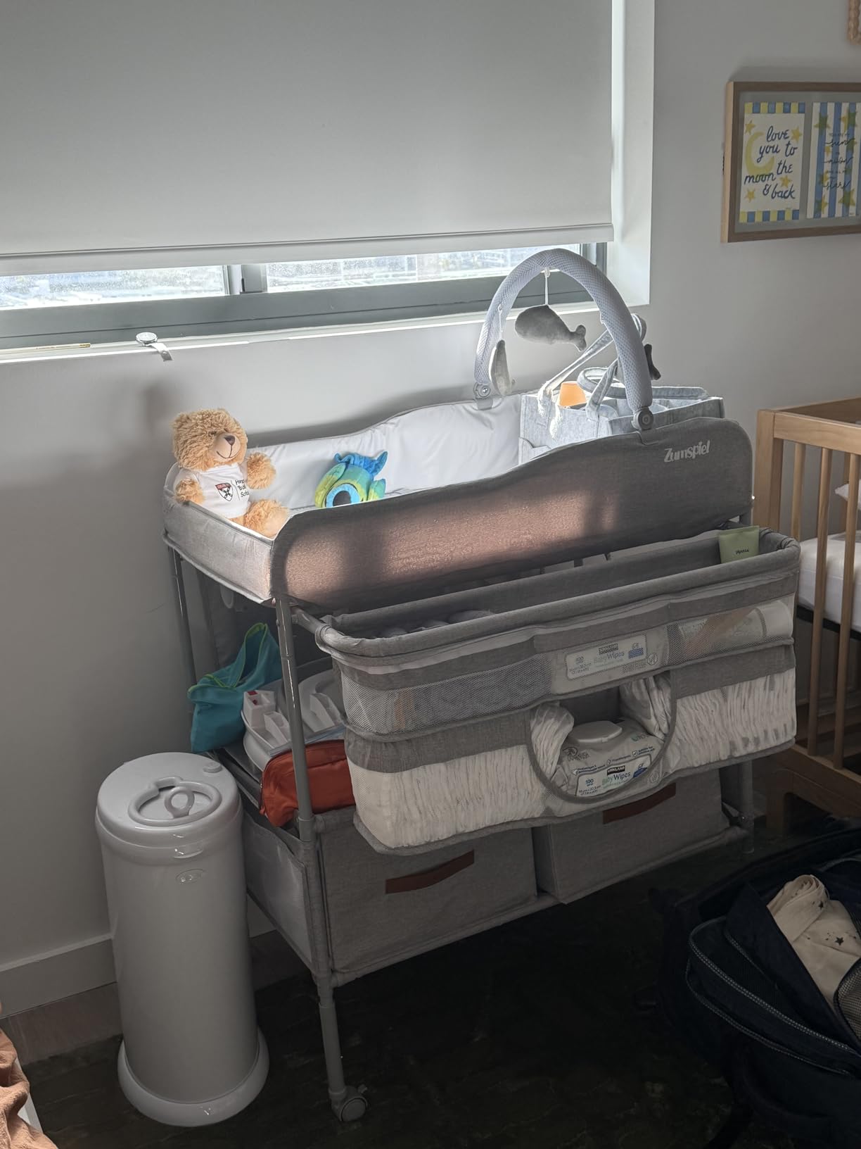 Baby Changing Table, Versatile Portable Folding Changing Table, Waterproof Diaper Changing Station with Waste Basket, Adjustable Height with 2 Drawers, Baby Changing Station for Infant and Newborn customer photo 2