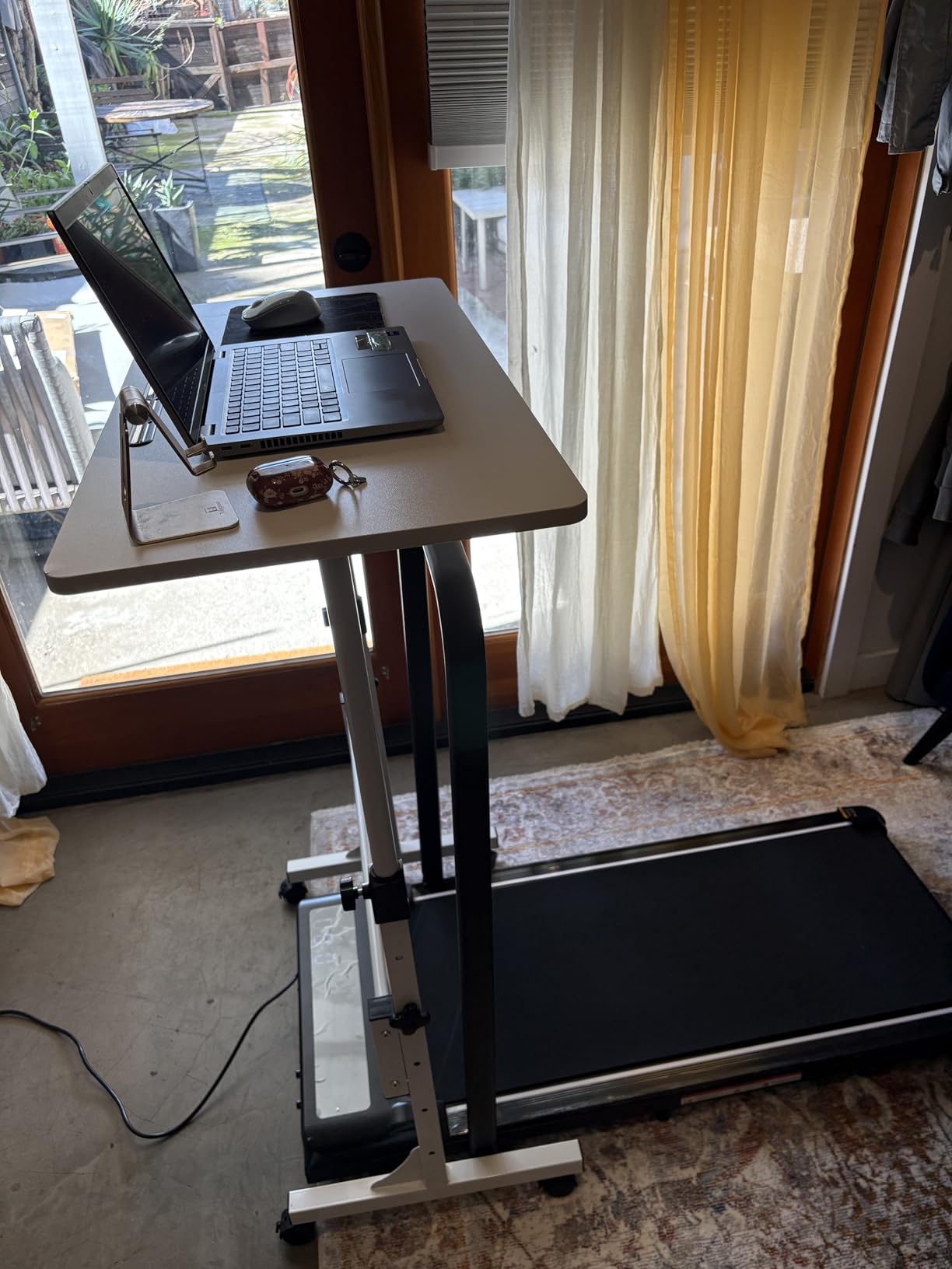 Amztabler Small Standing Desk Adjustable Height, Mobile Stand Up Desk with Wheels, 32 Inch Portable Rolling Desks Conference Room Tables for Walking Pad Treadmill Wood Rustic customer photo 1