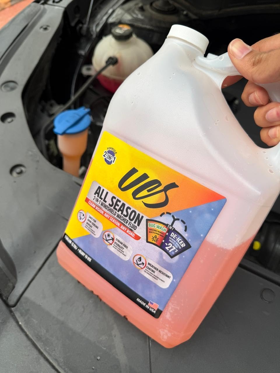 UCS Advanced All-Season Windshield Washer Fluid & Wiper Fluid -27°F De-Icer + Water Repellent Technology Streak-Free Auto Glass Cleaner, Bug Remover Ready to Use, 1 Gallon customer photo 2