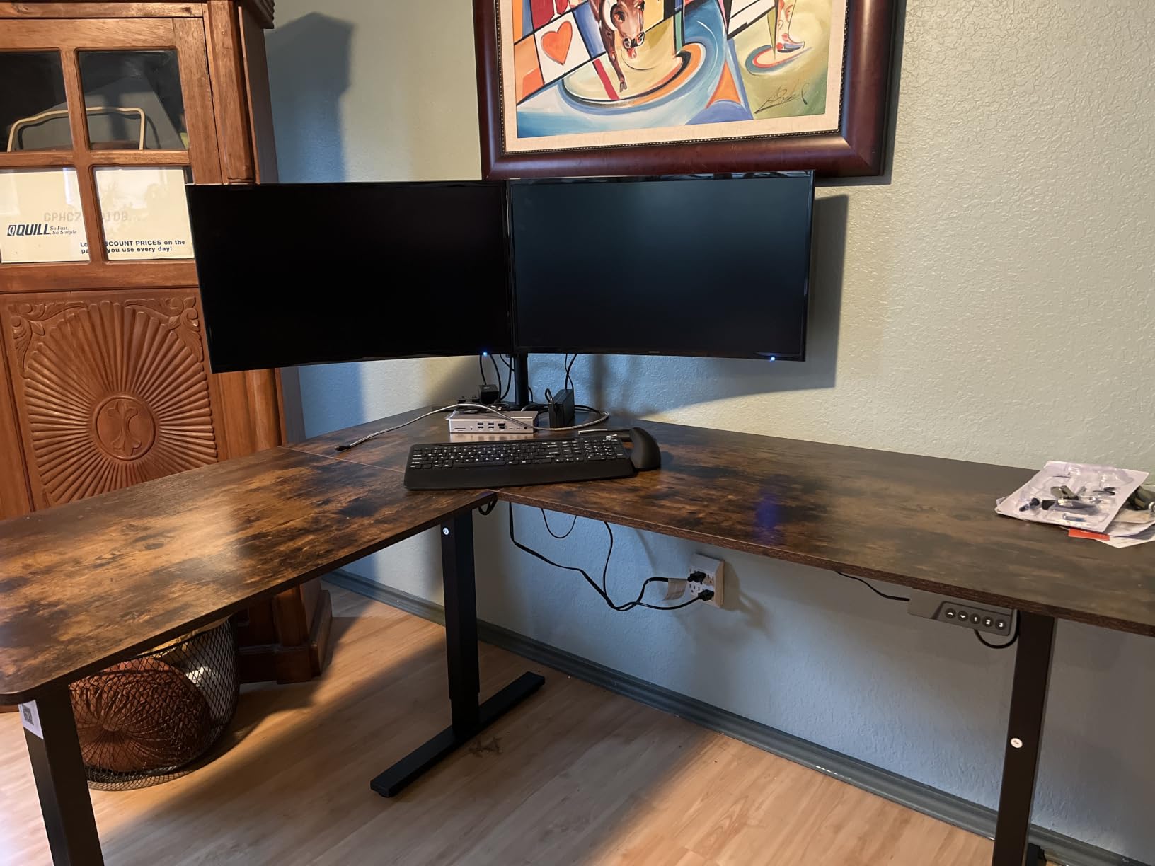 SIAGO L-Shaped Standing Desk - 75 x 63 Inch Adjustable Corner Standing Desk with Charging Station - L Shape Sit Stand Table with Memory Controller, Splice Board for Home Office customer photo 2