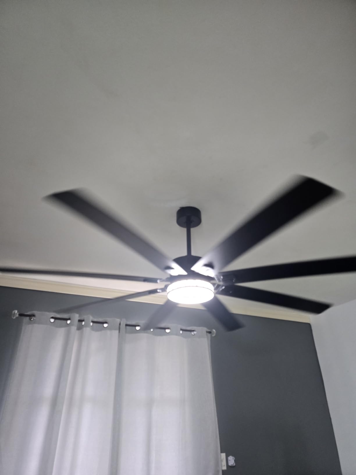 Large Ceiling Fans with Lights: Modern 72 Inch 8 Blade Outdoor Ceiling Fan with Remote APP Control - Dimmable Black Big Fan Light Indoor Reversible 6 Speed Quiet DC Motor customer photo 1