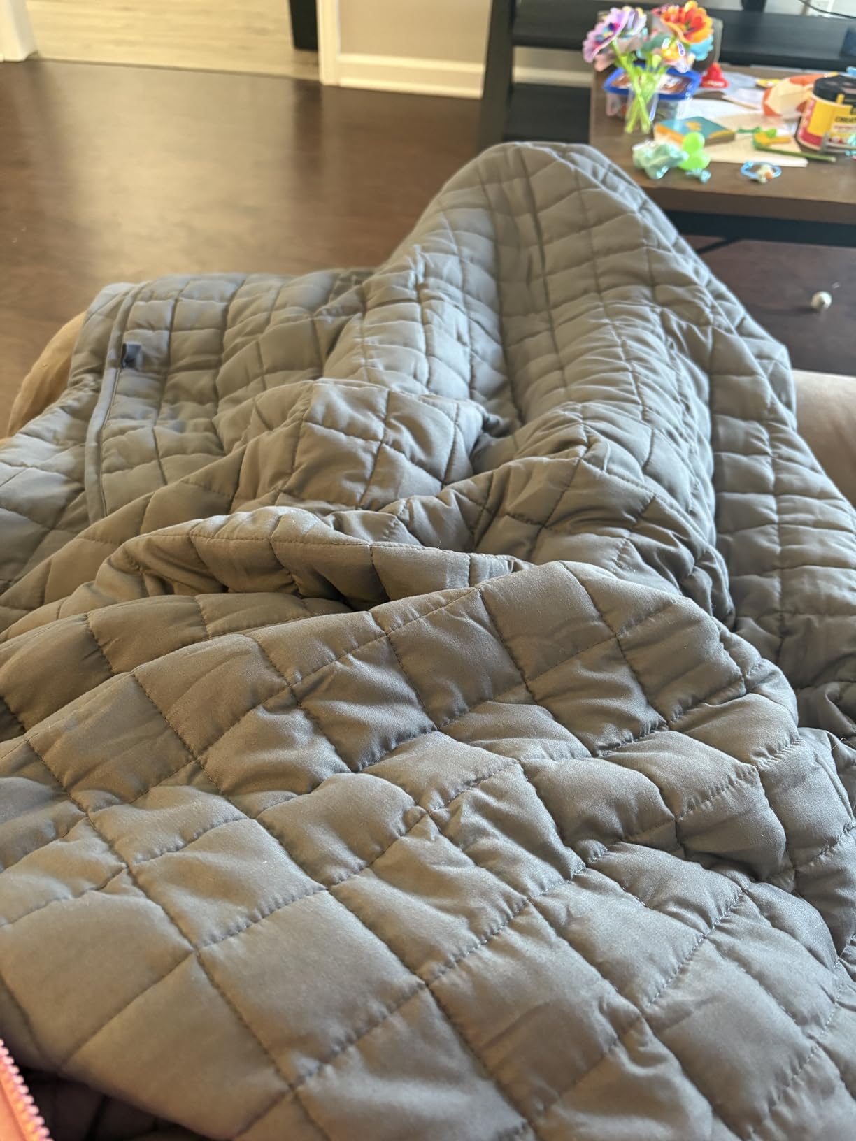 YnM King Size Weighted Blanket for Adults (88x104 Inches, 40 Pounds, Dark Grey), Exclusive Smallest Compartments with Glass Beads, Heavy Bed Blanket for Two Persons of 240~390lbs on Queen or King Bed customer photo 1