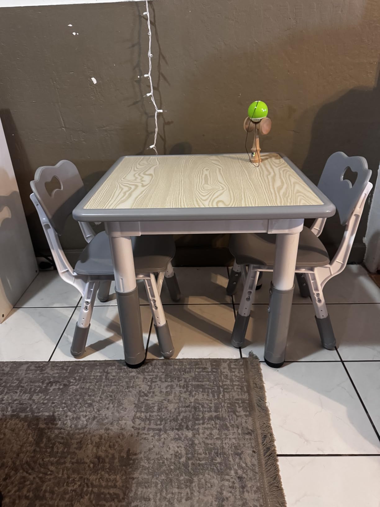 Pterying Wood Toddler Table and Chair Set, Kids Activity Desk, White Gray | 3-in-1 Desk with Reversible Paintable Tabletop, 2 Under-Seat Storage Drawers, for Crafts, Arts, Drawing, Learning customer photo 1