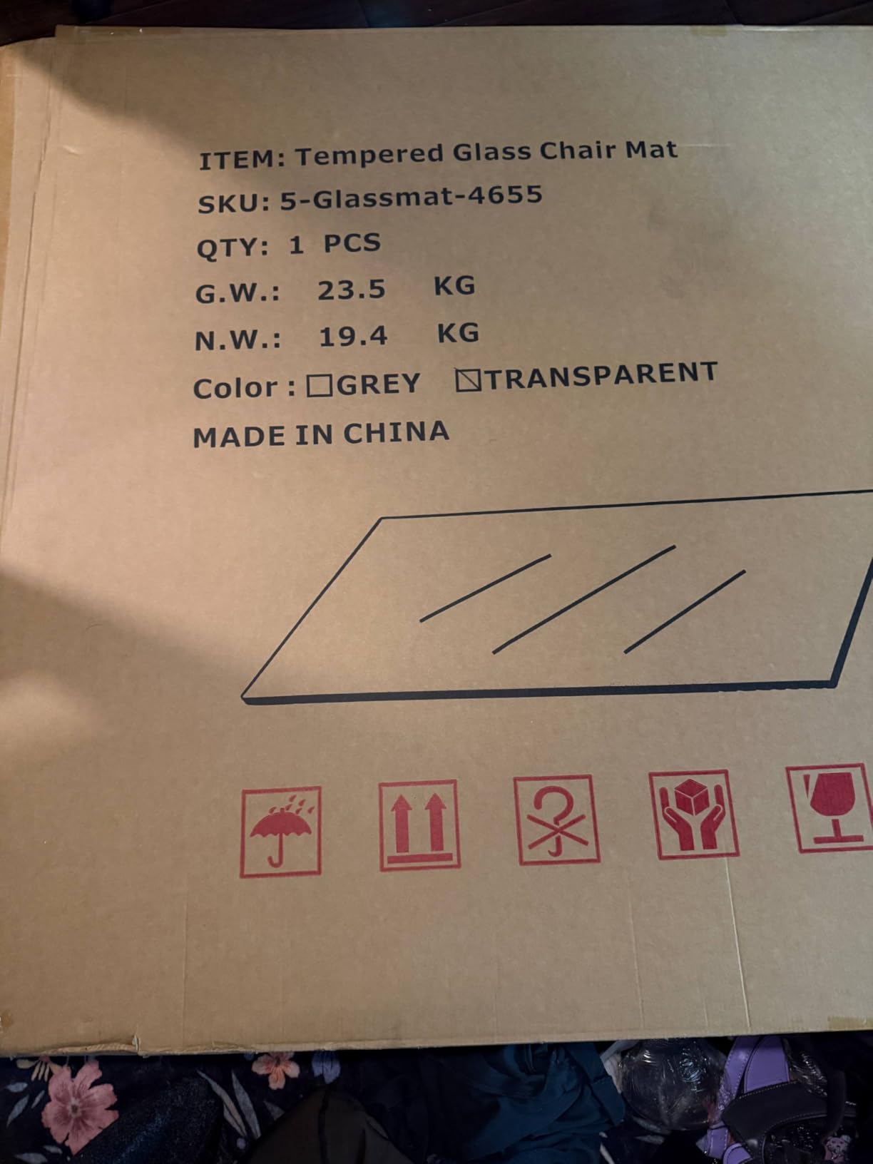 Tempered Glass Chair Mat for Carpet 55