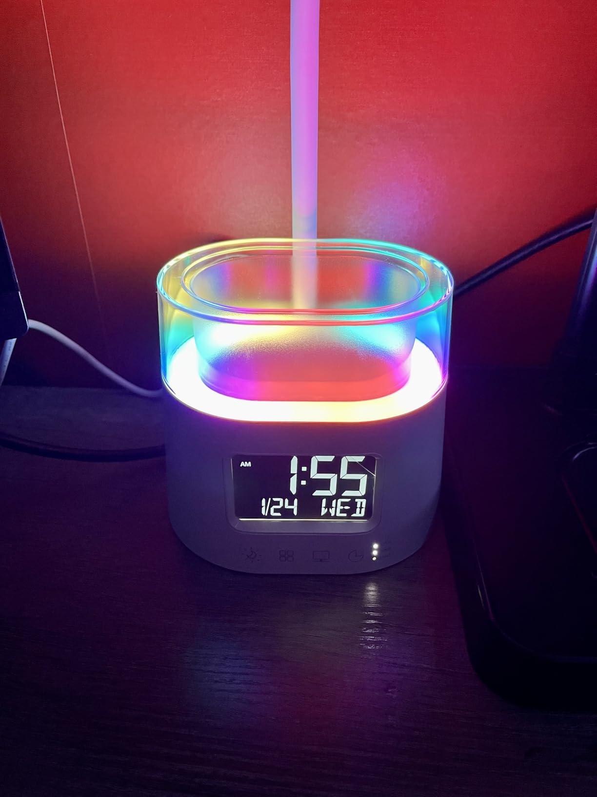 Led Desk Lamp with Pen Holder, Touch Lamps for Nightstand with 3 Color Modes, Eye-Caring Bedside Reading Light with Clock, Office Lamps Stepless Dimming, Lamp for Dorm Room, Suitable for Kid/Girl/Boy customer photo 2