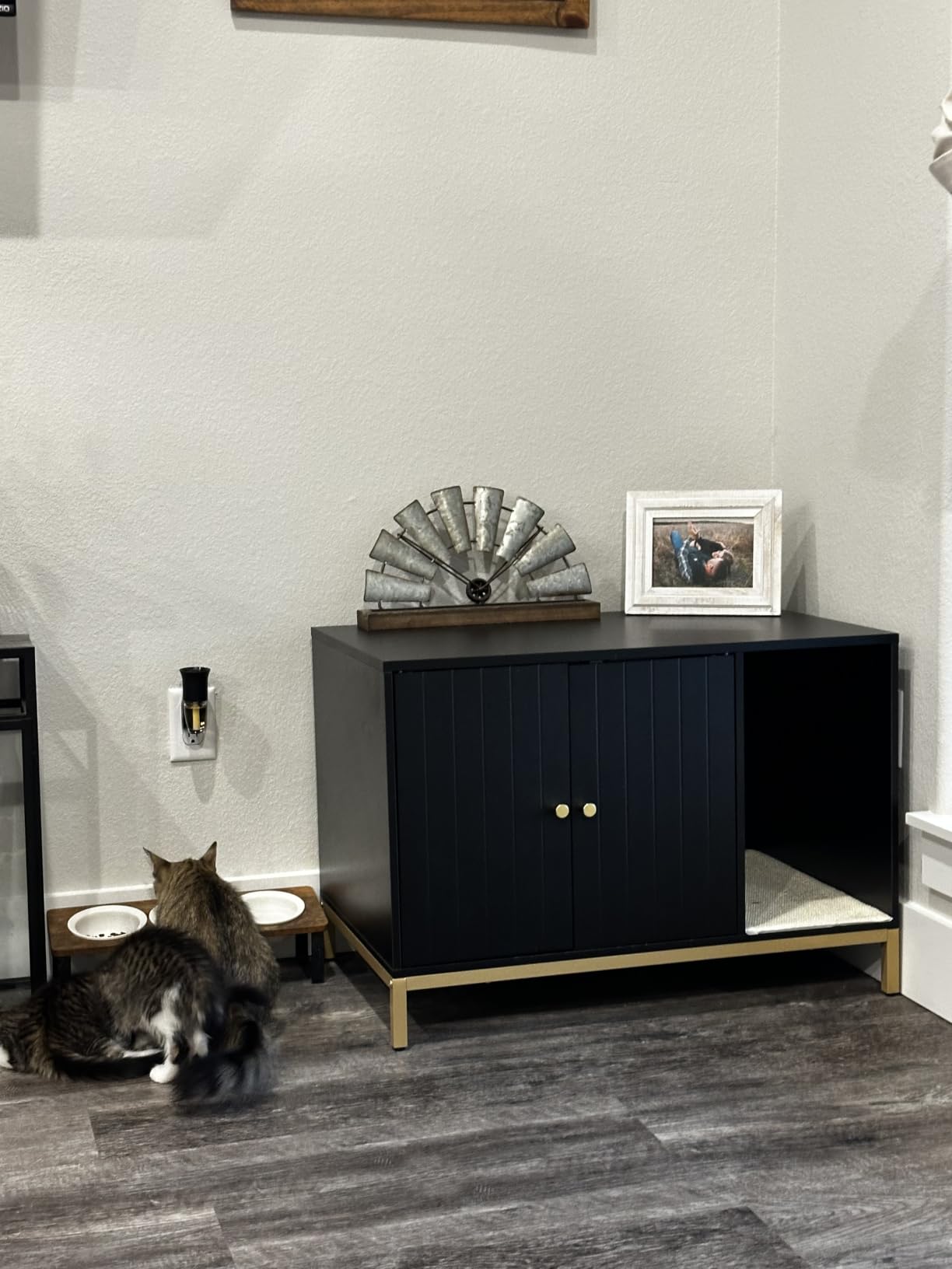 Feandrea Cat Litter Box Enclosure, with Scratching Mat, Tall Legs customer photo 1