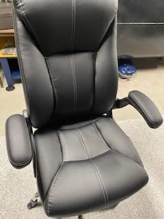 Big and Tall Office Chair for Heavy People, 400LBS High Back Extra Wide Executive PU Leather Office Chair with Flip-Up Armrests, Quiet Rubber Wheels, Comfortable Home Office Desk Chair (White) customer photo 2