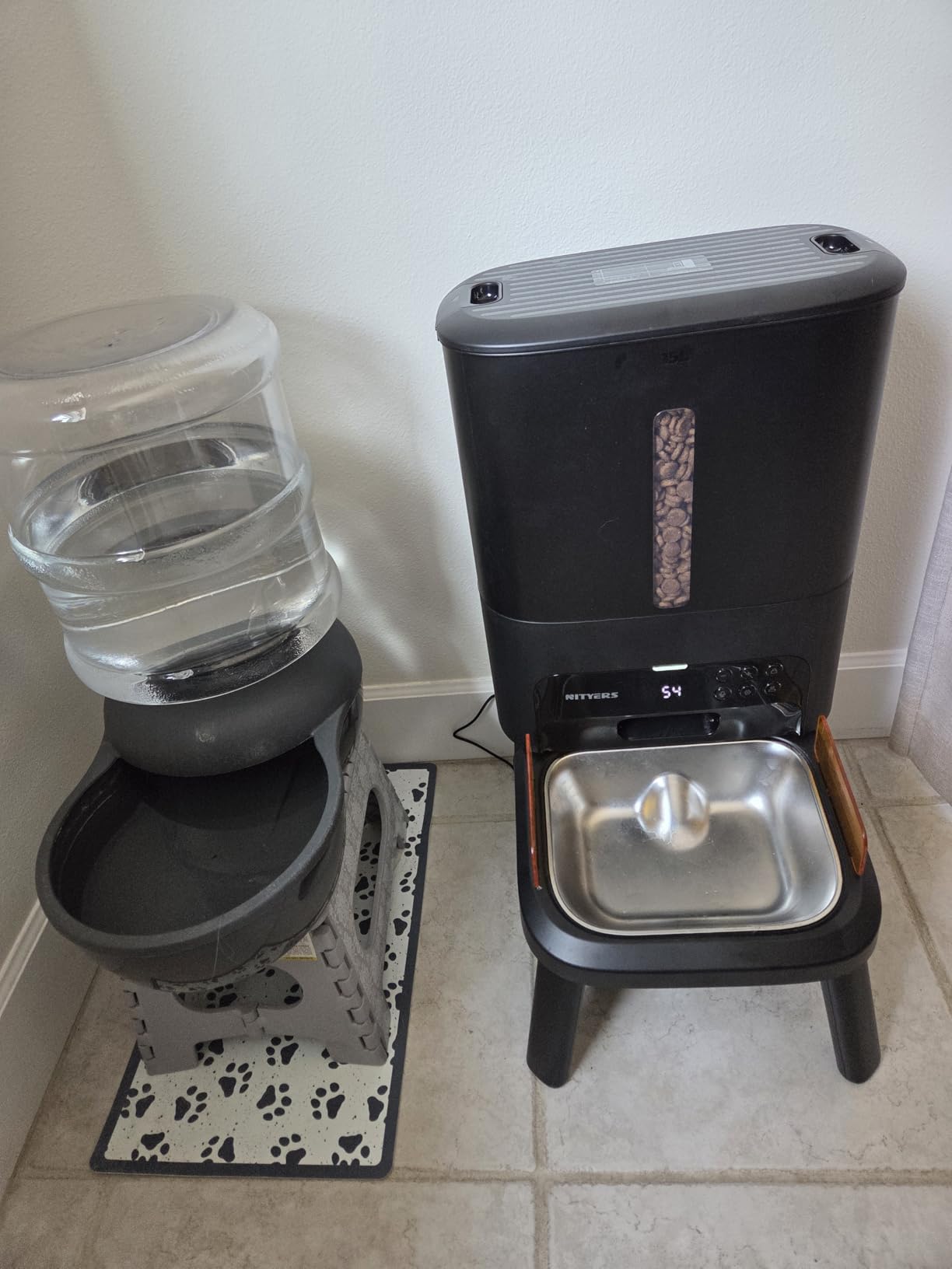 Automatic Dog Feeder for Large Breed - 15L/ 63 Cups Anti-Clog Dog Food Dispenser for 2-23mm Kibble, Elevated Stand, Large Food Tray, Dual Power, Up to 50 Portions 6 Meals Per Day, Keeps Fresh customer photo 2