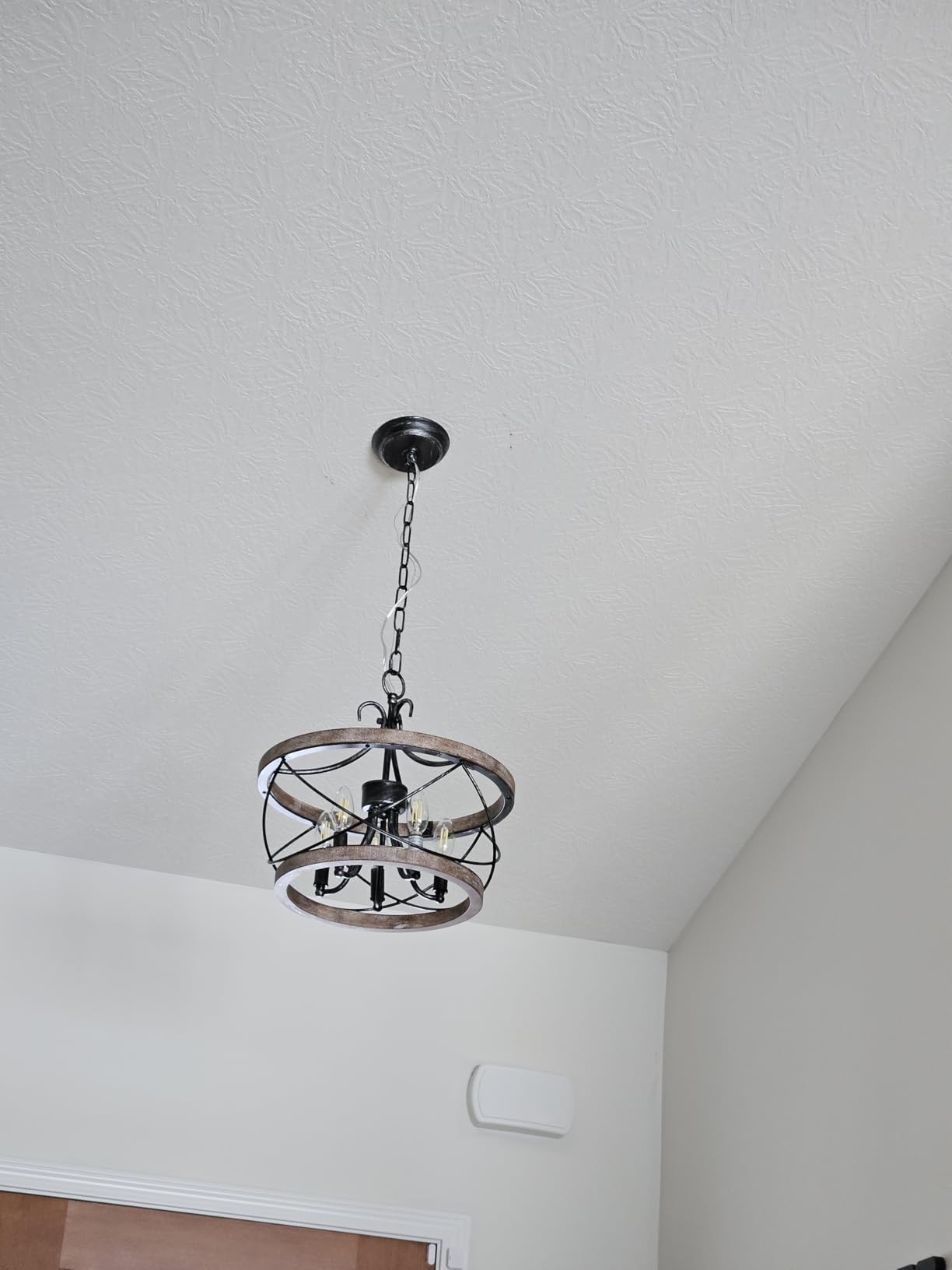 Farmhouse Wood Chandelier Light Fixture, 16 Inch Dining Room Light Fixture customer photo 2