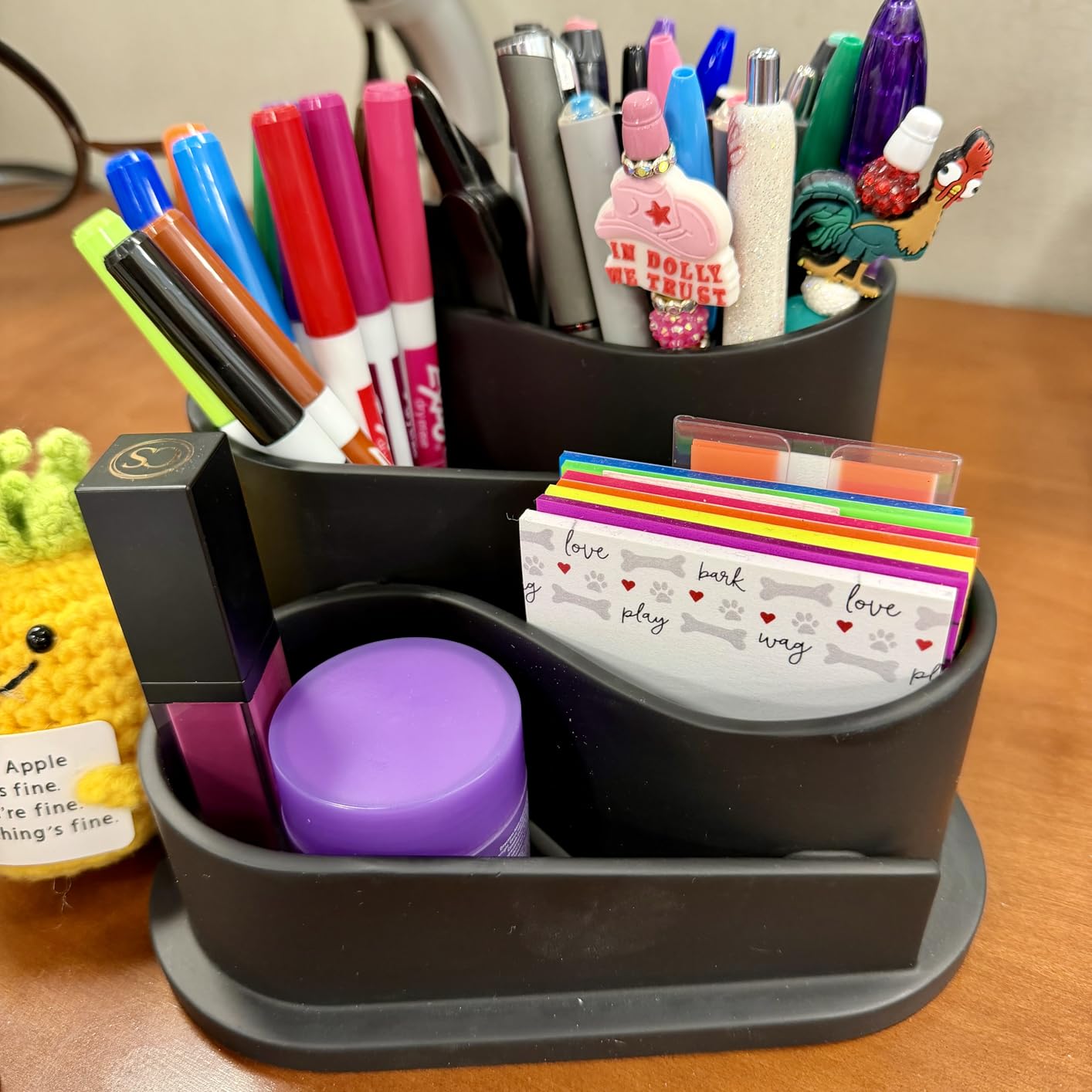 OAKOA Aesthetic Desk Organizer - Modern Desk Accessories - Boho Pen Holder | Beige Aesthetic Desk Accessories - Modern Cute Desk Organizer - Neutral Boho Desk Accessories - Desk Essentials for Women customer photo 2