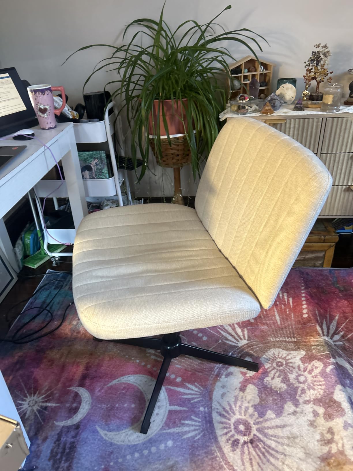 DUMOS Criss Cross Chair, Cross Legged Vanity Chair, Home Office customer photo 2