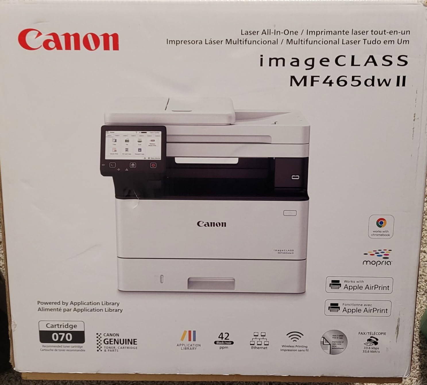 Canon imageCLASS MF465dw II Monochrome Wireless Duplex Laser Printer with Print, Copy, Scan, Fax, Expandable Paper Capacity, 42 PPM customer photo 1