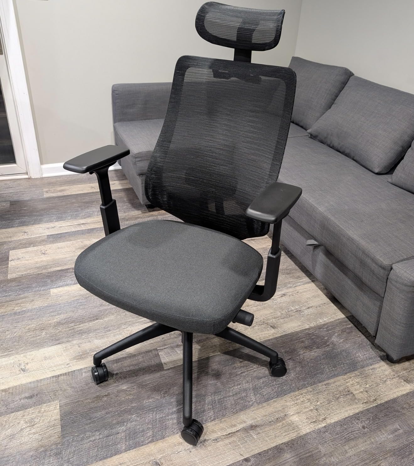 COLAMY Ergonomic Office Chair, High Back Office Executive Desk Chair, Mesh Office Chair Lumbar Support with Adjustable Headrest and 4D Arms, Slide Seat, Tilt Lock-Darkgrey customer photo 1