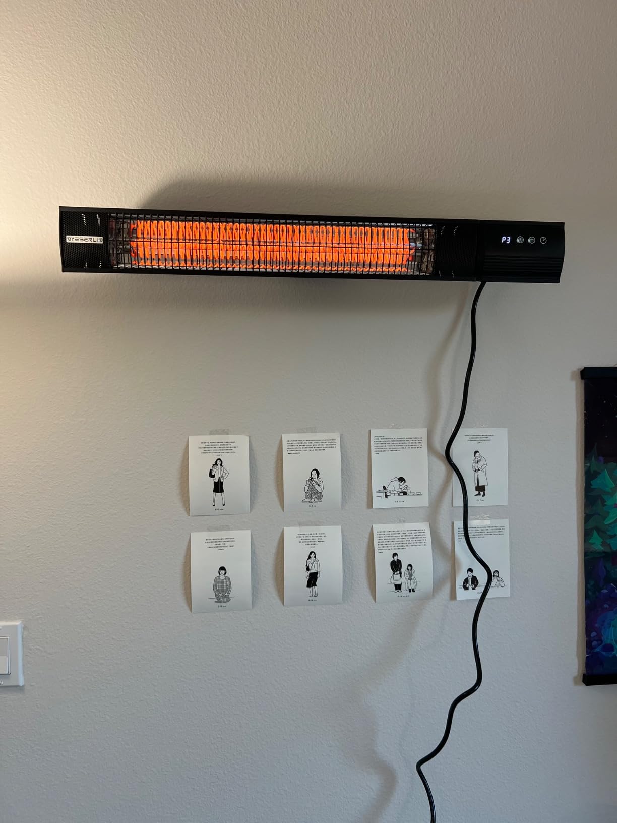Electric Patio Heater, 1500W Outdoor Infrared Heater with Remote Control, 3 Heat Settings, IP65 Waterproof, 24H Timer, 2-Second Fast Heating for Patio, Garage, Restaurant & Indoor Use customer photo 1
