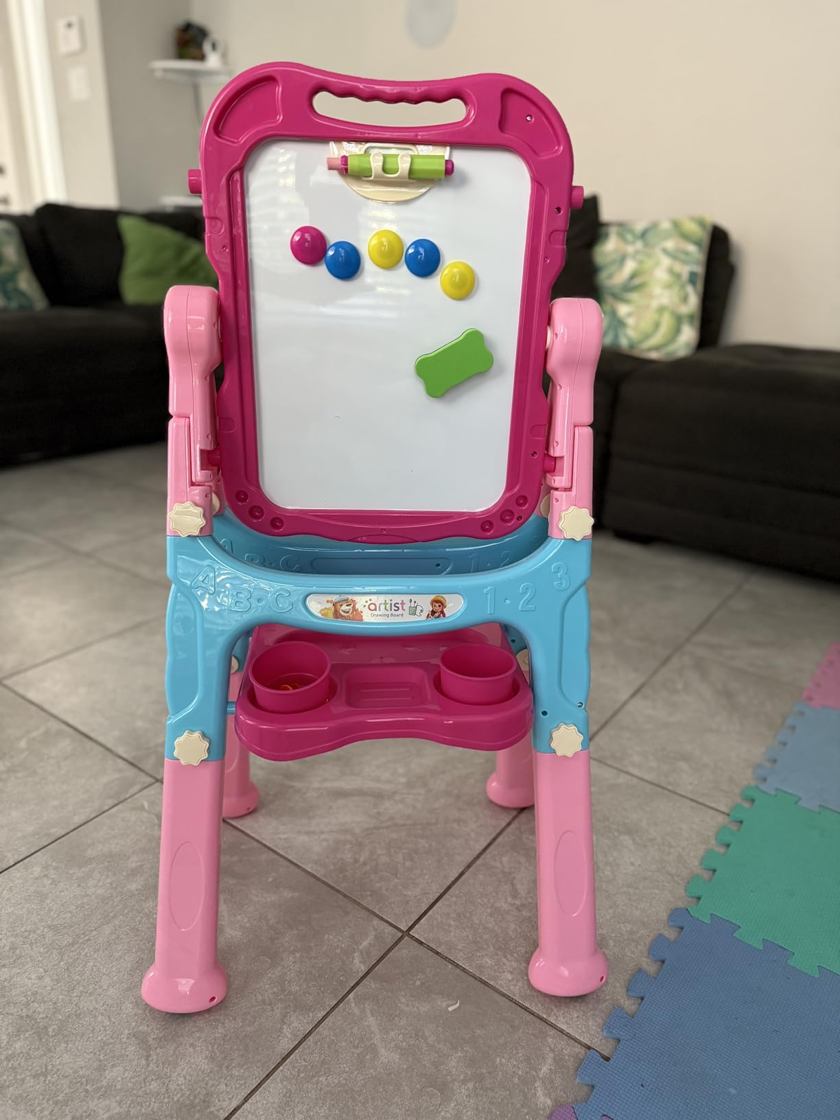 Amagoing Easel for Kids for Age 2-4, Adjustable Standing Art Easel for Toddler, Double Magnetic Drawing Board with Painting Accessories, Birthday Christmas Gift Toy for Little Boys and Girls 3 4 5 customer photo 1