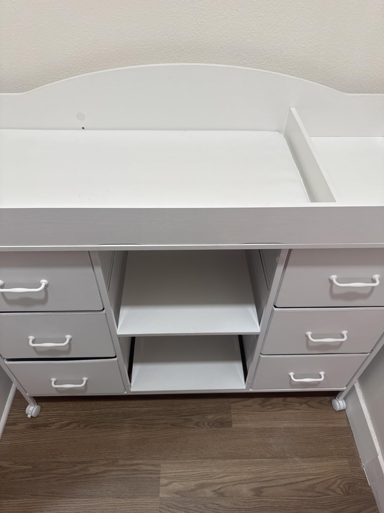 YeTom Changing Table, 6-Drawer Dresser, Adjustable Shelves, Mobile, White customer photo 1