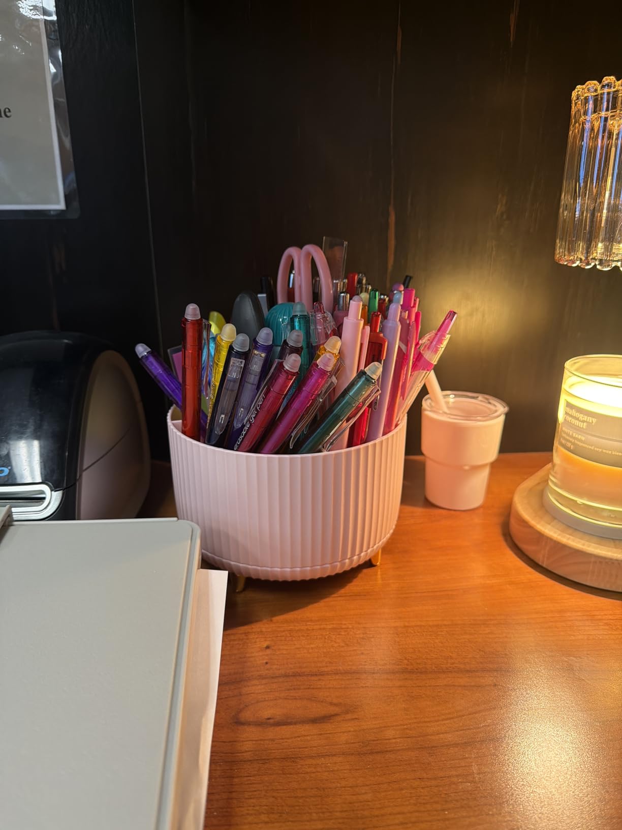 SKYDUE Gold Office Supplies Set with Pencil Holder for Desk | Gold Desk Accessories with Gel Pen, Stapler, Tape Dispenser, Scissors, Clips and 1000pcs Staples, Office Decor customer photo 2