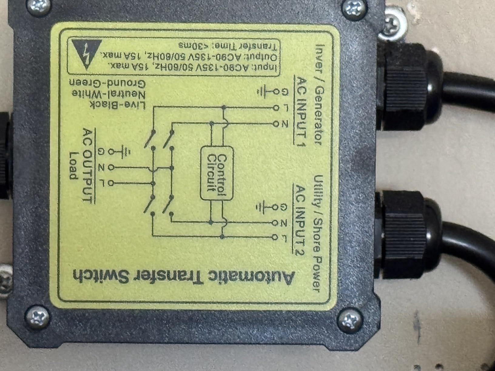 AC120V 15Amp Automatic Transfer Switch, Generator ATS Auto Transfer Switch (NEMA 5-15P/R) customer photo 2