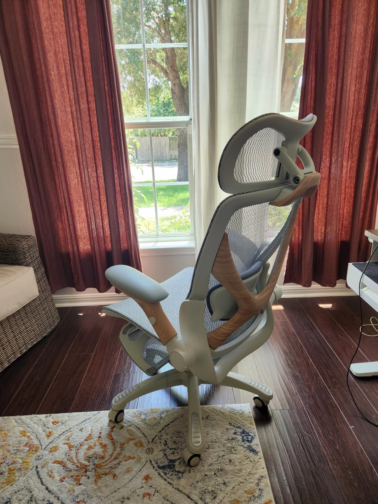 ELABEST X100 Ergonomic Mesh Office Chair with Footrest, Big and Tall Home Desk Chair with 5D Flip-Up Arms, Adjustable 3D Lumbar Support, Gaming & Executive Computer Chair (Peach Blossom) customer photo 1